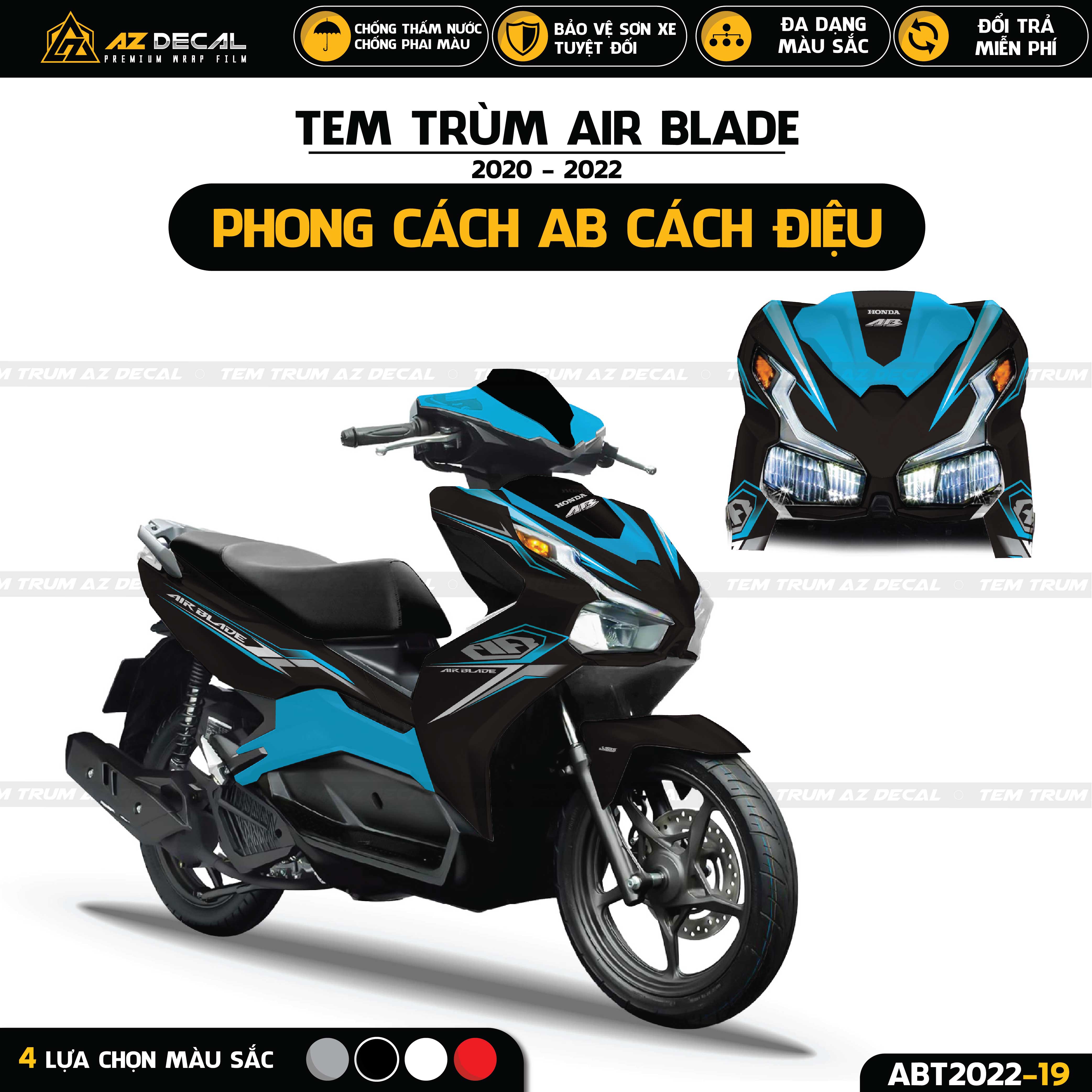 Tem trùm xe Air Blade phong cách AB cách điệu đẹp