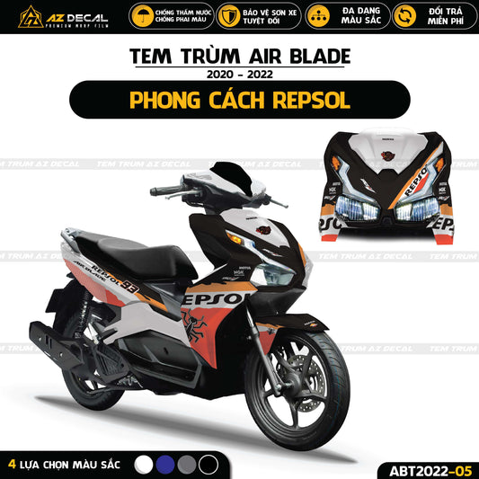 Tem trùm dán xe Air Blade phong cách Repsol