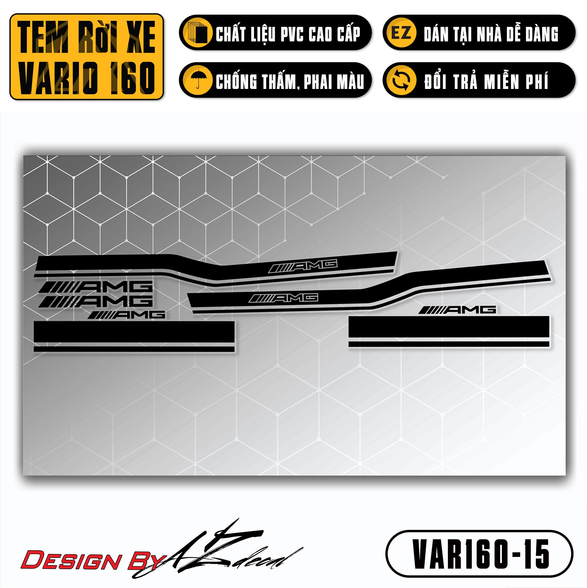 Decal xe Vario 160 thiết kế AMG trên decal trong