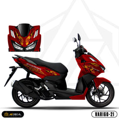 Tem rời dán xe Honda Vario 160 màu đỏ cam