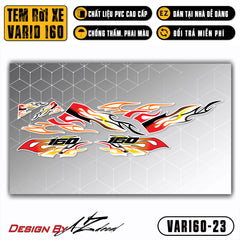 Decal dán Vario 160 màu đỏ đen nền trắng