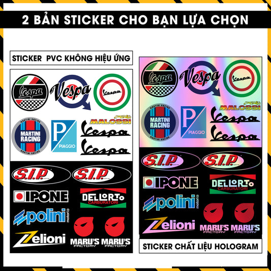 Sticker Dán Ô Tô, Xe Máy, Xe Điện, Xe Đạp, Mũ Bảo Hiểm | Hãng Xe Hologram - VESPA