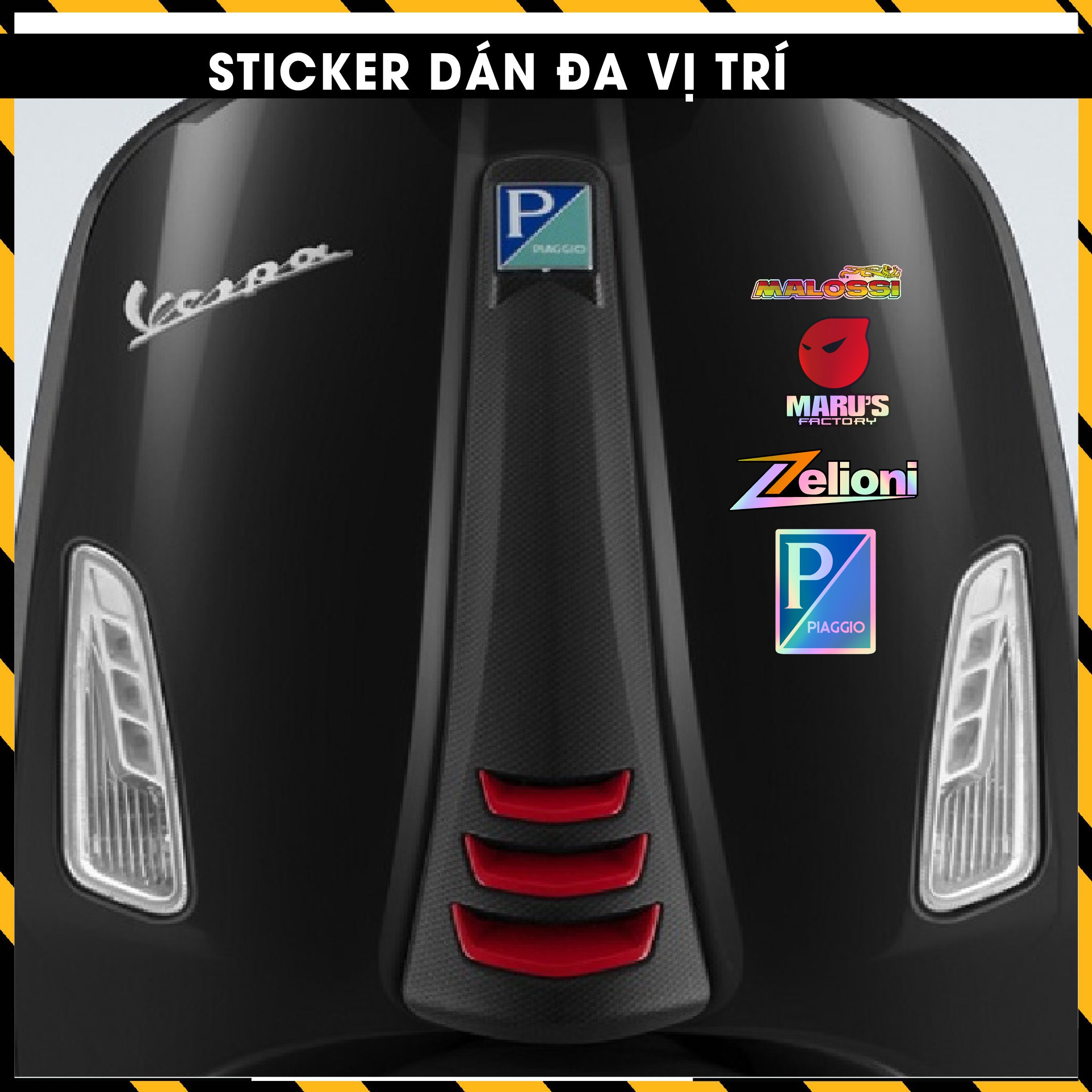 Sticker Dán Ô Tô, Xe Máy, Xe Điện, Xe Đạp, Mũ Bảo Hiểm | Hãng Xe Hologram - VESPA