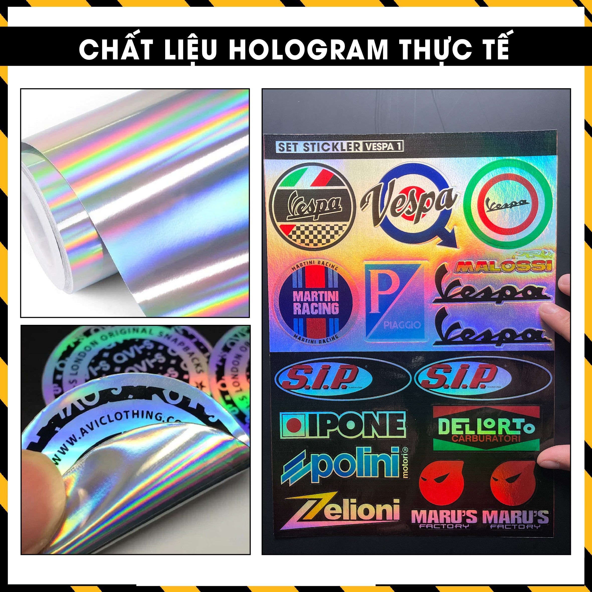 Sticker Dán Ô Tô, Xe Máy, Xe Điện, Xe Đạp, Mũ Bảo Hiểm | Hãng Xe Hologram - VESPA