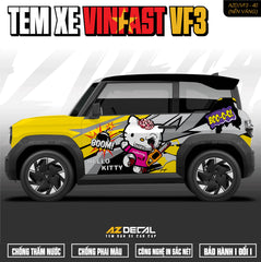 Tem Xe Vinfast VF3 Mẫu VF3-40 Hello Kitty - Thiết Kế Theo Yêu Cầu