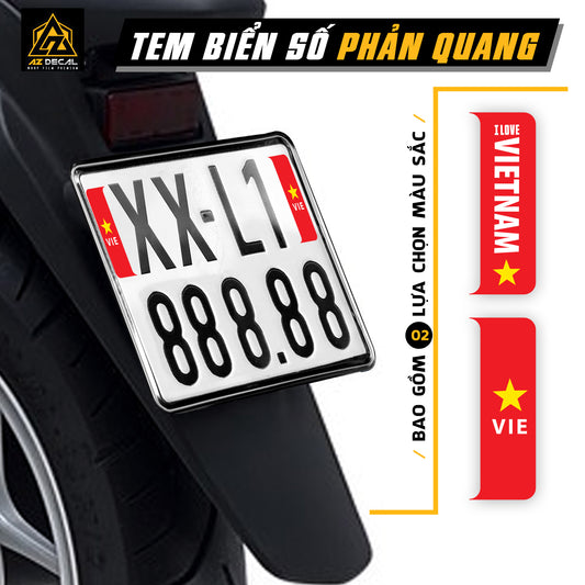 Tem dán biển số xe máy phản quang mẫu cờ Việt Nam