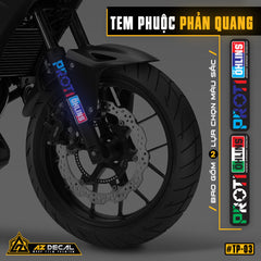 Tem phuộc xe máy phản quang mẫu Proti Ohlins màu Performance