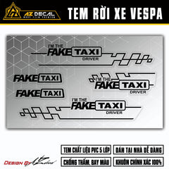 Tem rời xe Vespa mẫu Fake Taxi màu đen (nền trong)