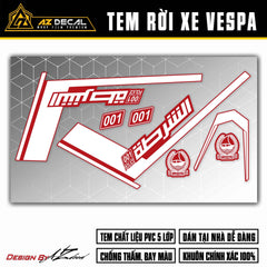 Decal dán xe Vespa trắng nền đỏ