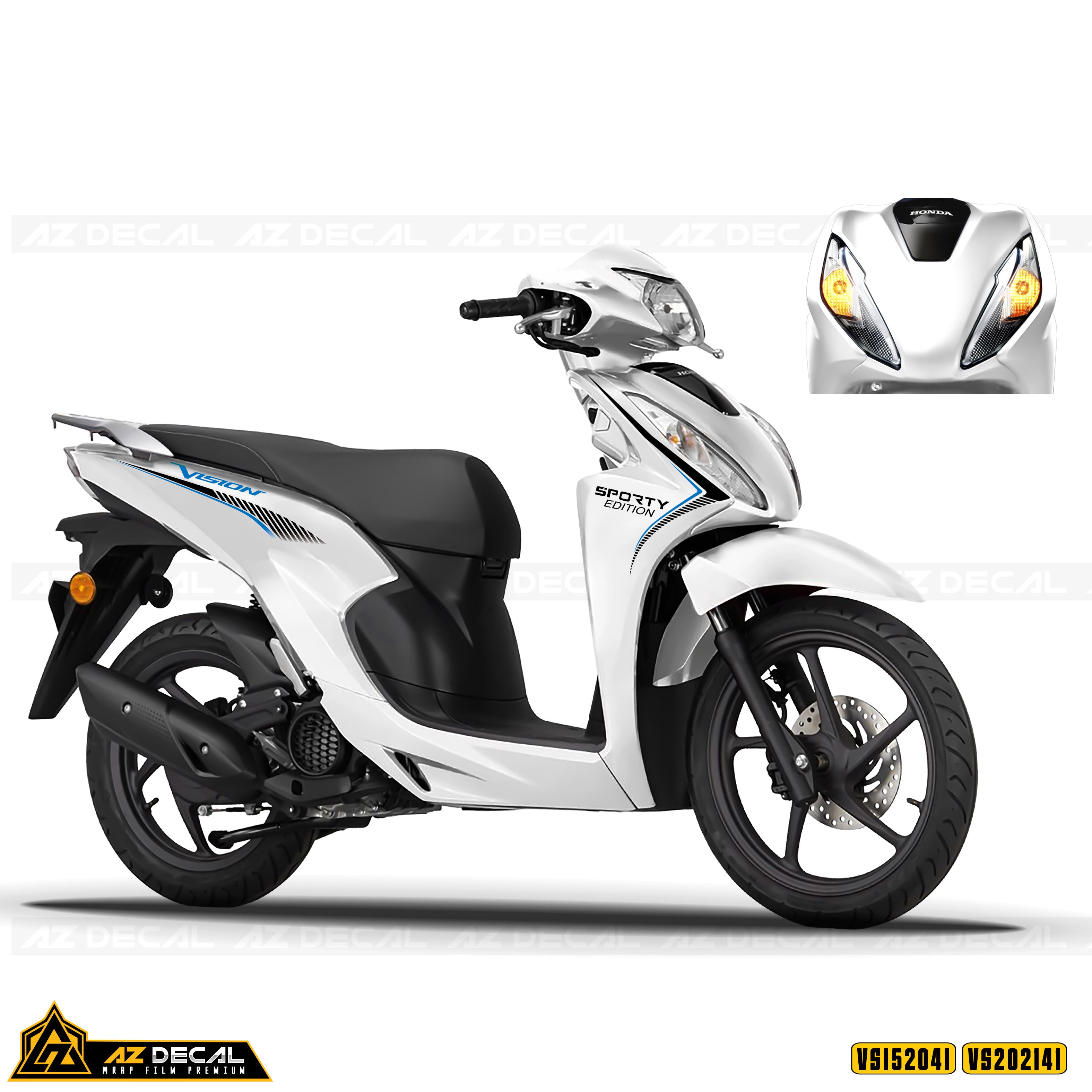 Decal dán xe Vision mẫu Sporty xanh đen trắng