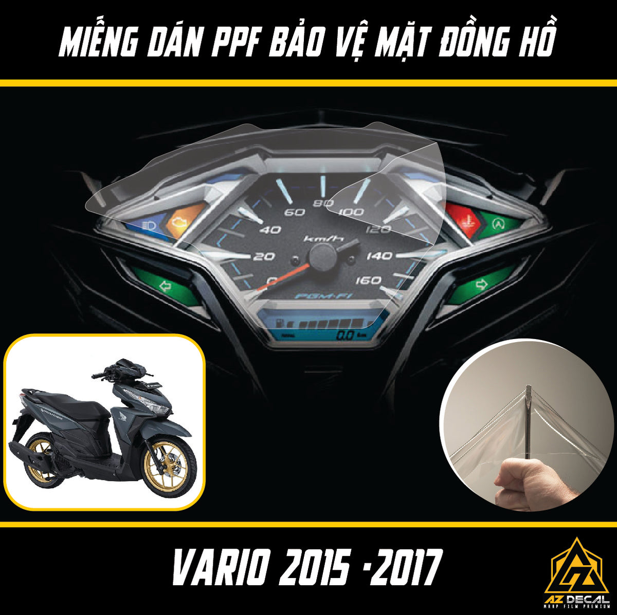 Miếng dán PPF đồng hồ xe  Honda Vario 2015 - 2017