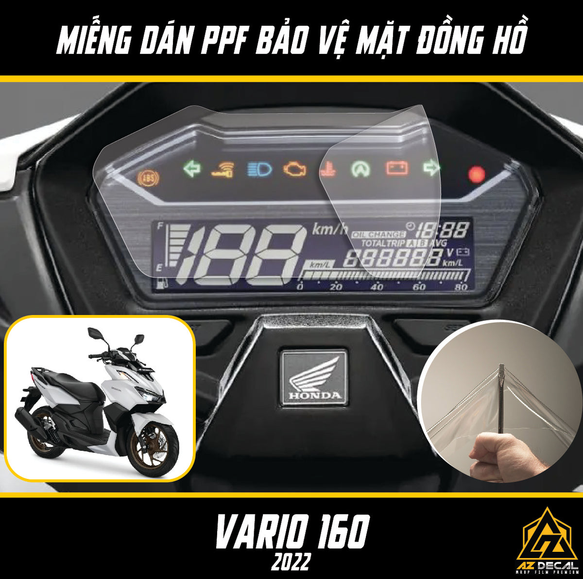 Miếng dán PPF đồng hồ xe Honda Vario 160 2022