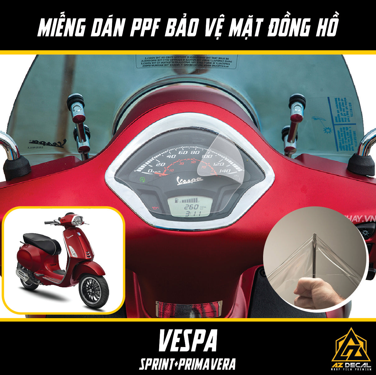 Miếng dán PPF bảo vệ đồng hồ xe Vespa Sprint / Primavera