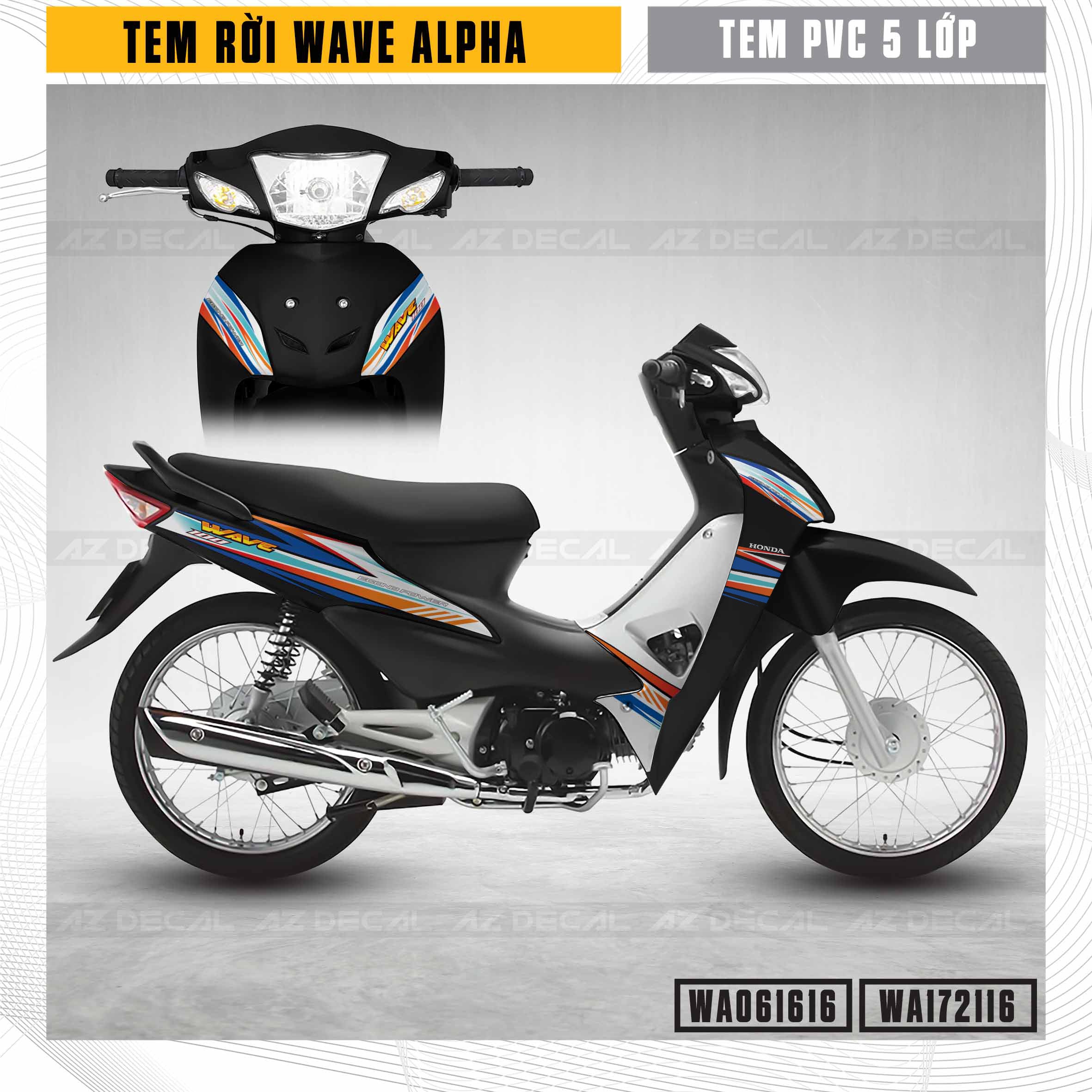 Tem xe Wave A đen mẫu Econd Power đẹp