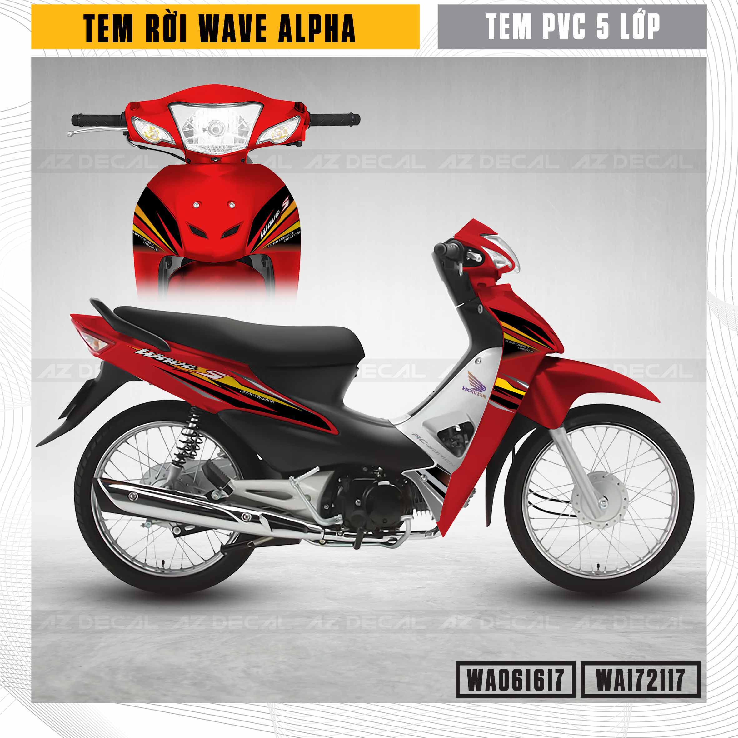 Decal dán xe Wave A 100 110 đỏ đẹp mẫu S110