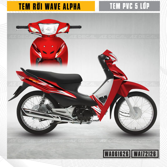 Decal chế cho Wave A 100 110 màu đỏ