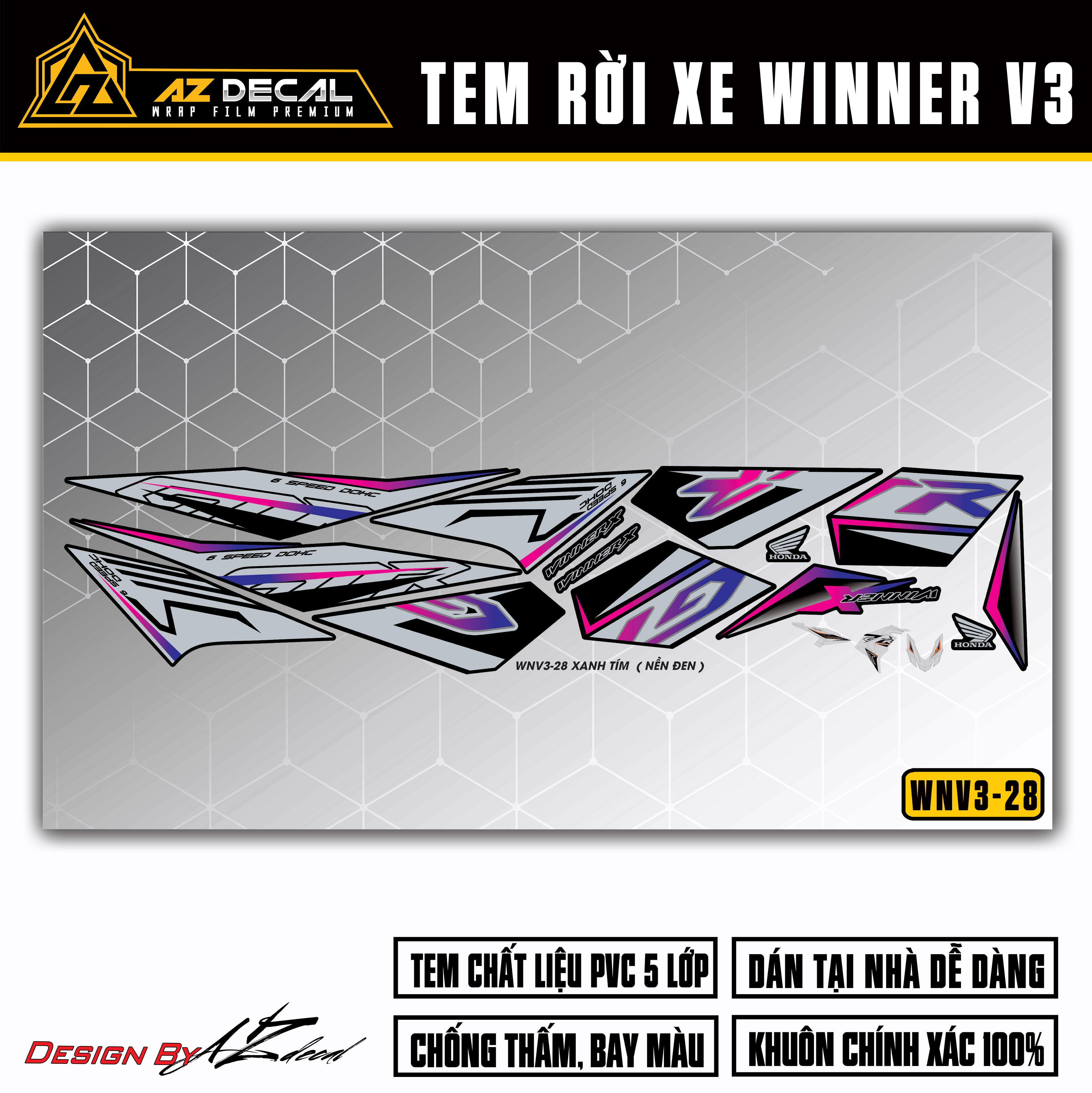 Chi tiết mẫu tem GTR dán xe Honda Winner X v3