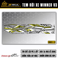 Tem xe Winner v3 màu xanh trắng dán xe đen