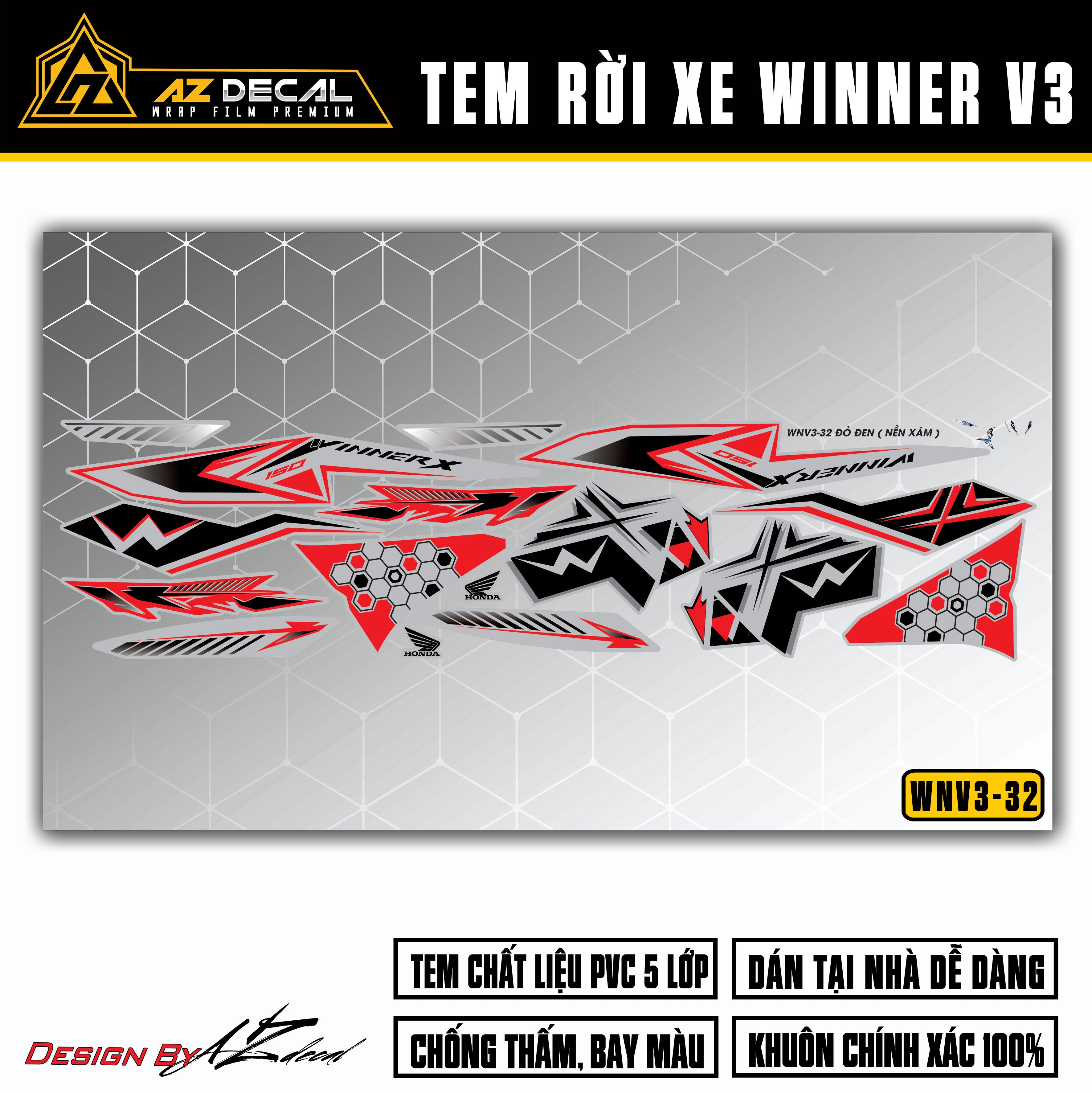 Mẫu tem rời dán xe Winner v3 đẹp