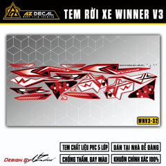 Decal dán xe Winner X v3 màu trắng đen (nền đỏ)