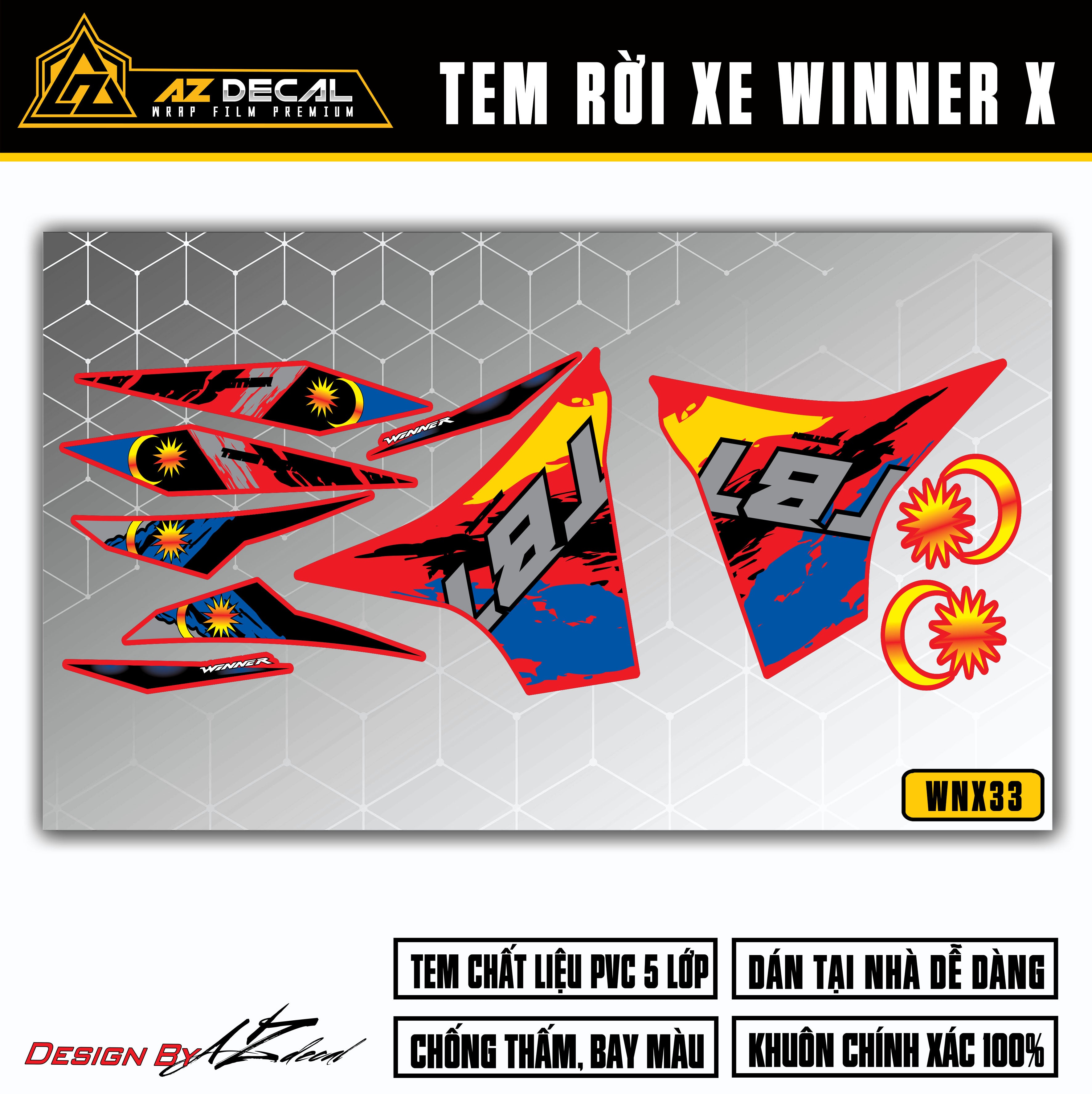 Decal dán xe Winner X Malaysia nền đỏ