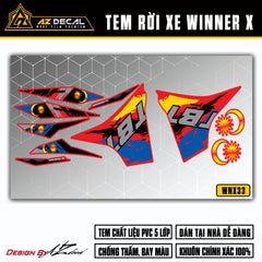 Decal dán xe Winner X Malaysia nền đỏ