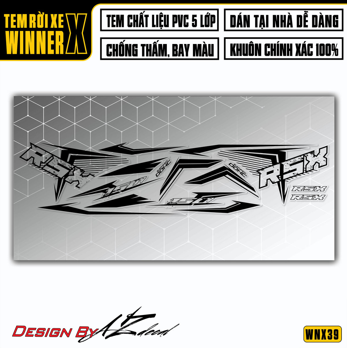 Chi tiết bộ tem dán cho xe Winner X decal trong