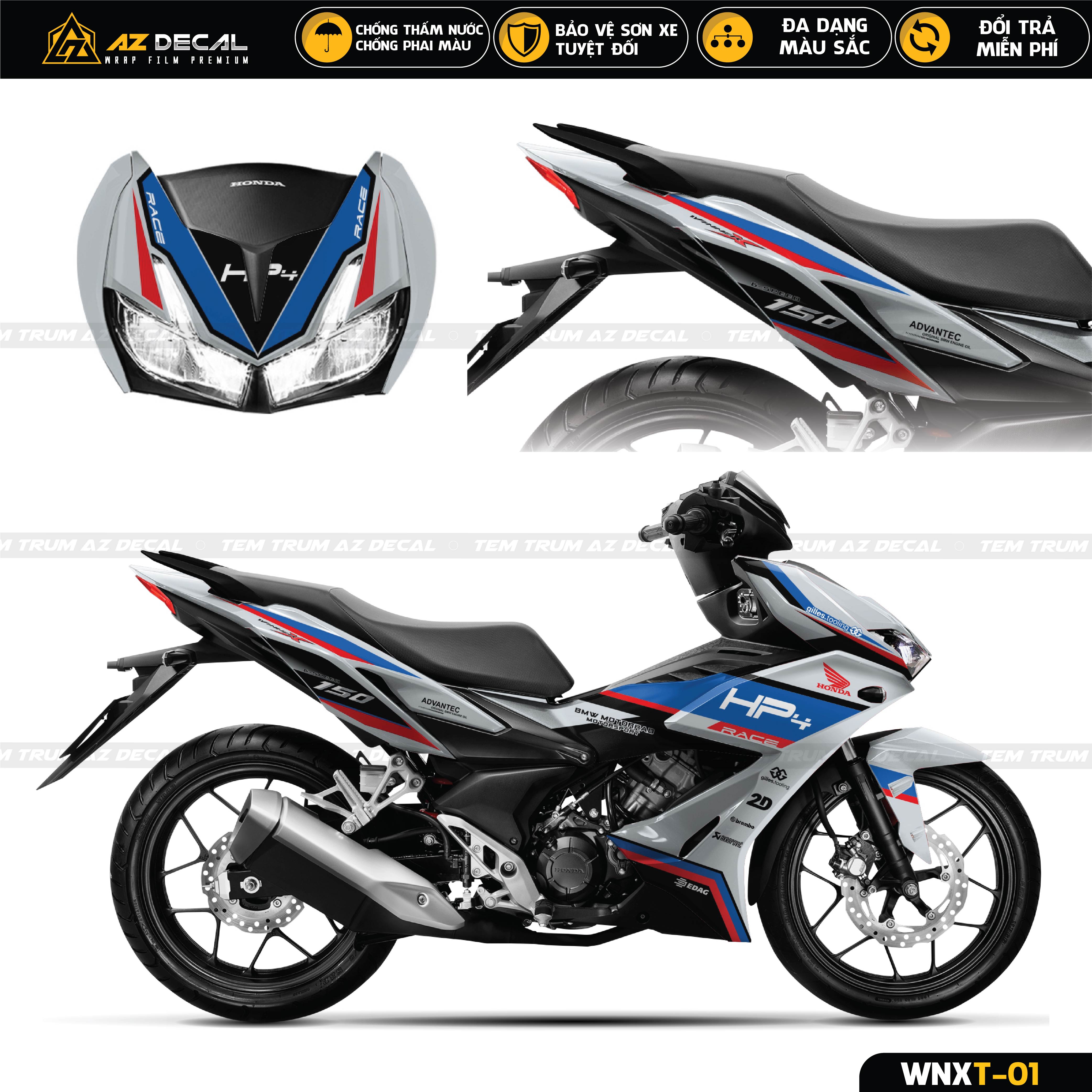 Decal dán trùm xe Honda Winner X xám