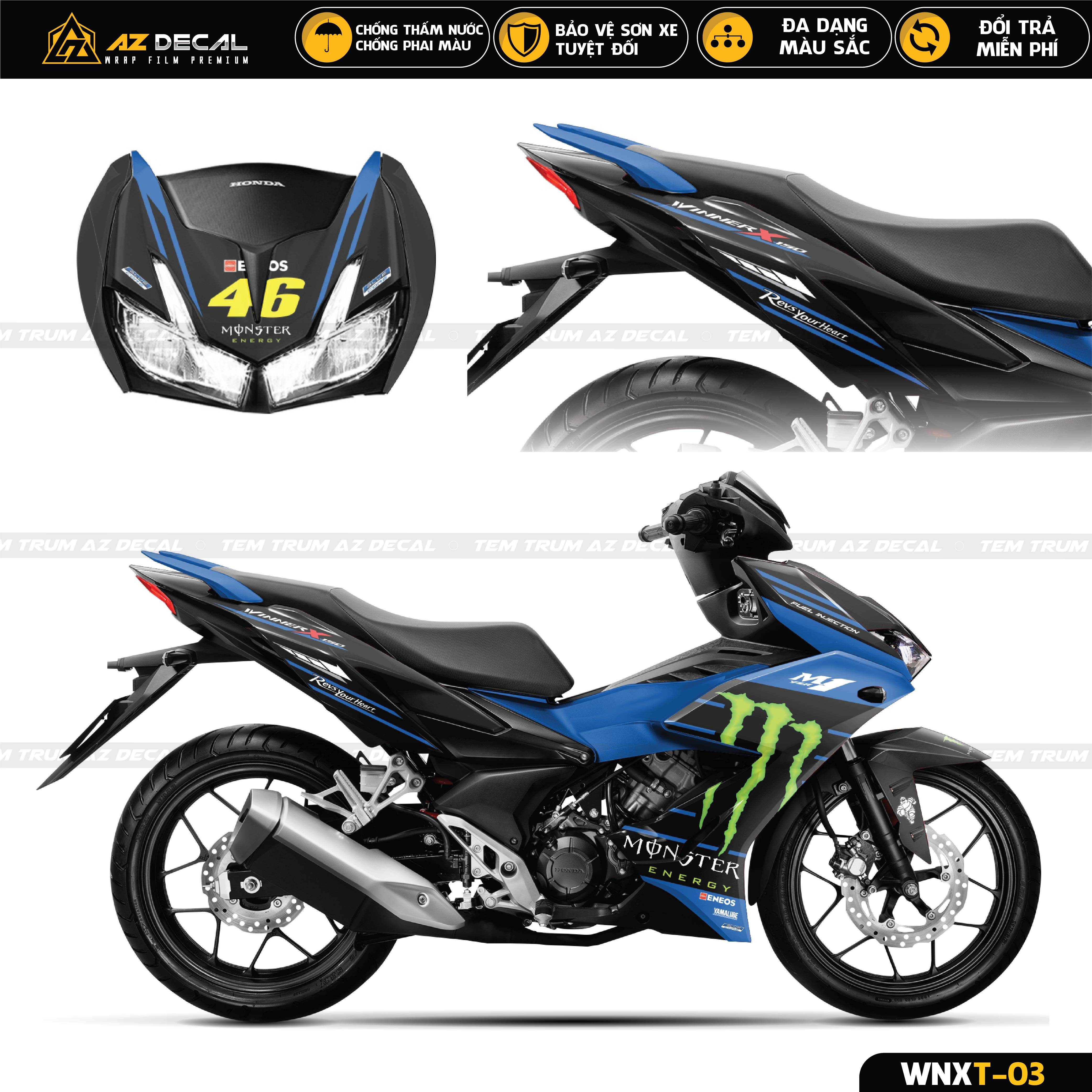 Decal dán trùm xe Winner X phong cách Repsol