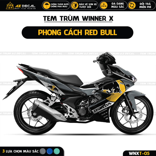 Tem trùm xe Honda Winner X mẫu Red Bull