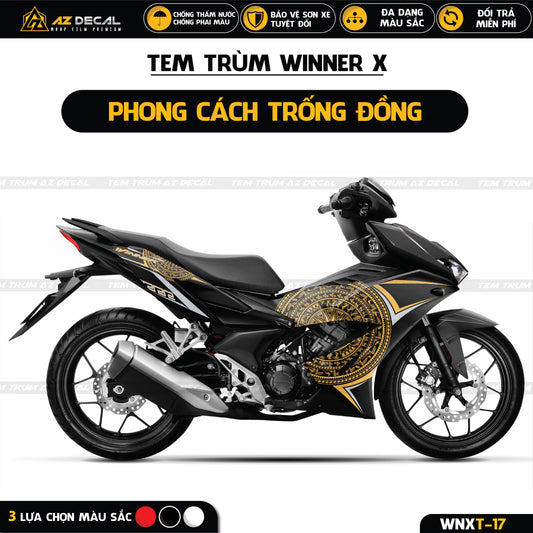 Tem trùm xe Winner X mẫu Trống Đồng