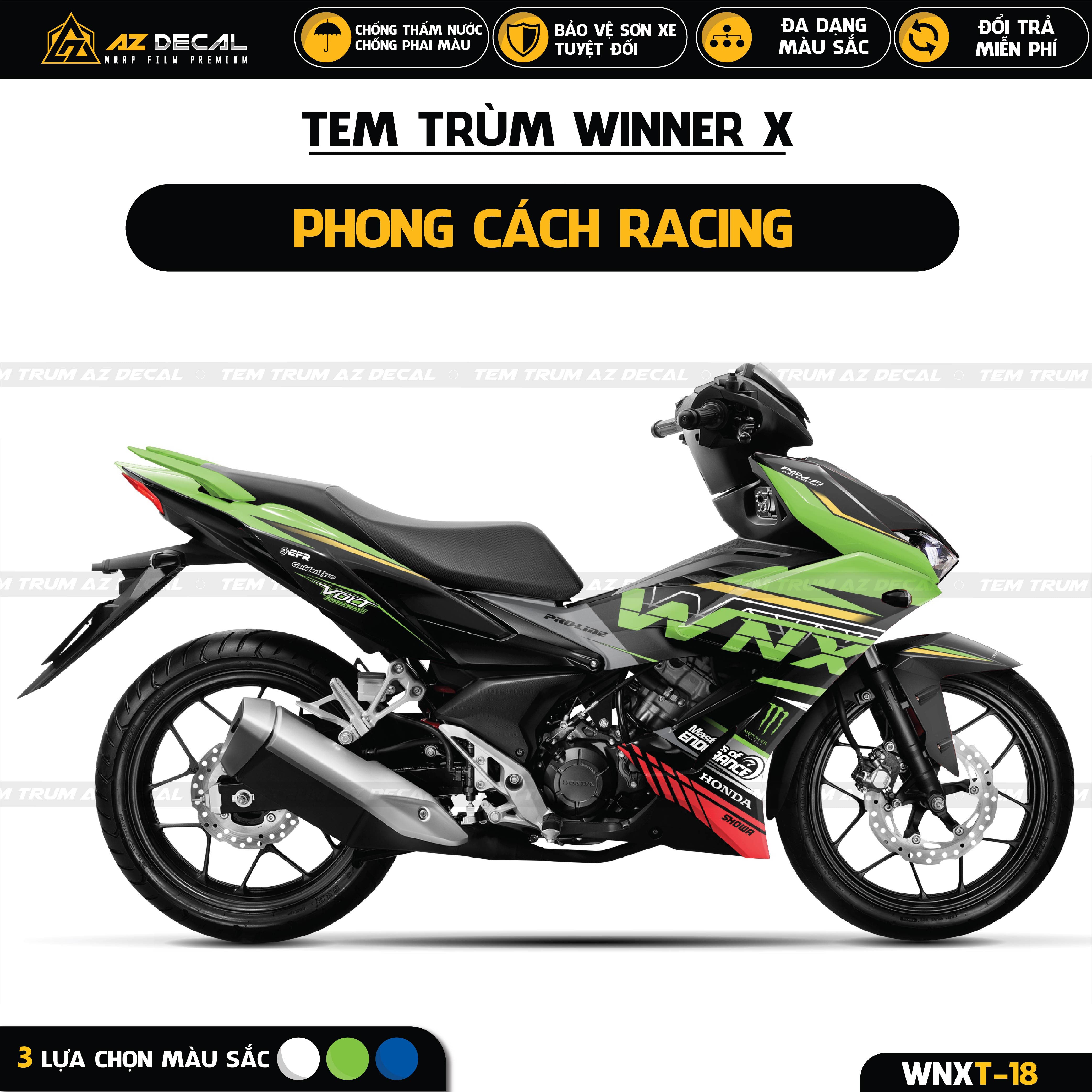 Tem trùm xe Honda Winner X mẫu Racing