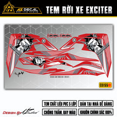 Decal xe Exciter 155 đỏ mẫu King Drag