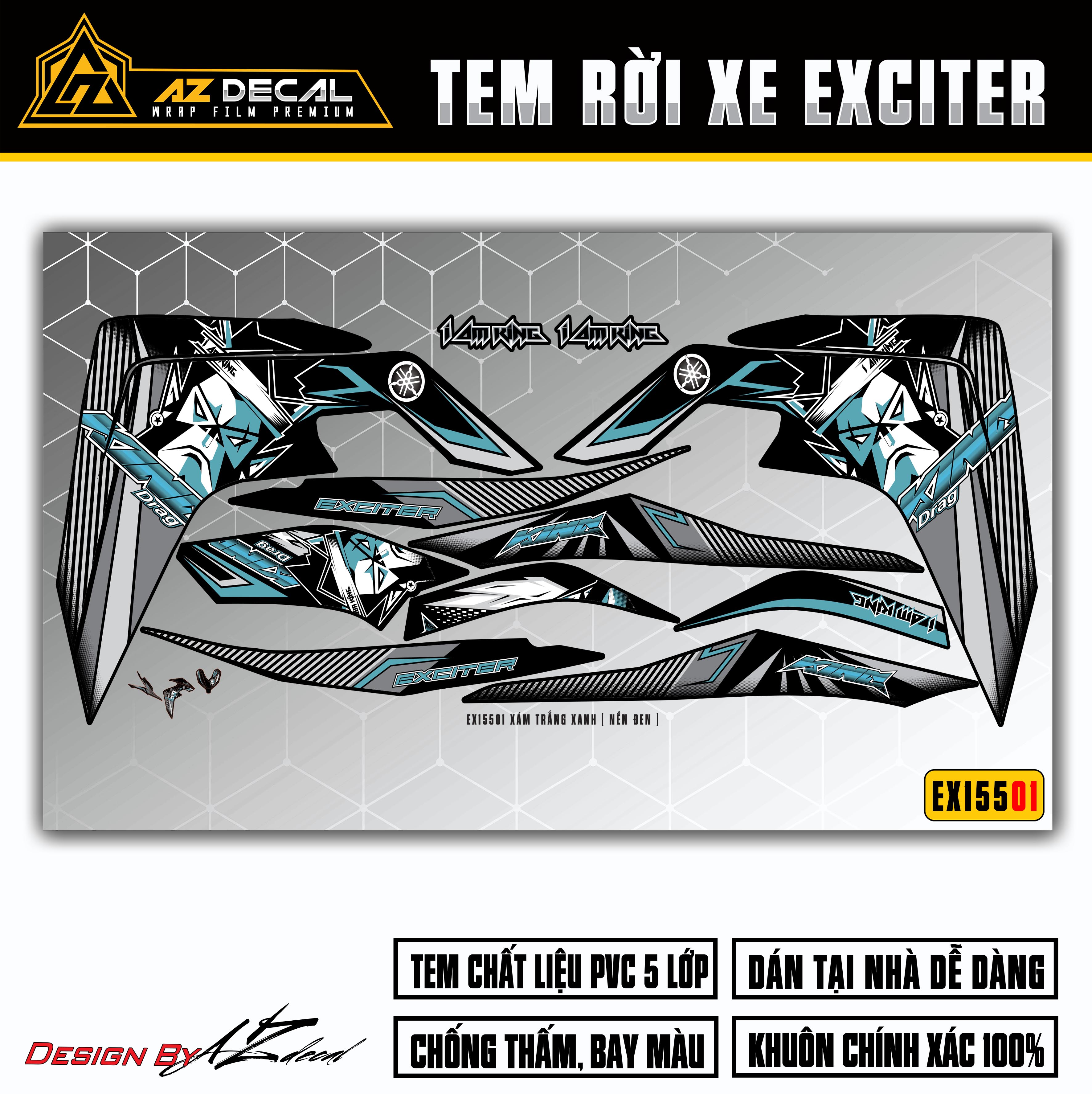 Dán decal xe Ex 155 xanh xám