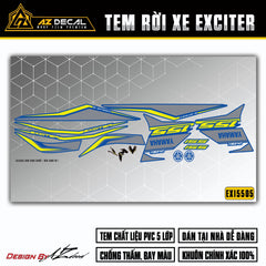 Tem xe Exciter 155 xanh GP tem chỉ cách điệu