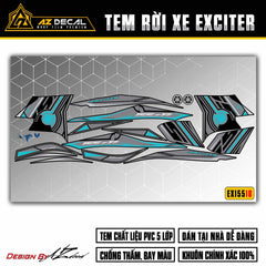 Tem rời dán xe Exciter 155 mẫu Xanh Xám nền đen