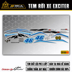 Decal Ex155 VVA mẫu 46 cho xe trắng