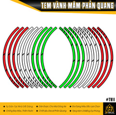 Decal dán mâm xe máy phản quang 3 màu cờ Ý