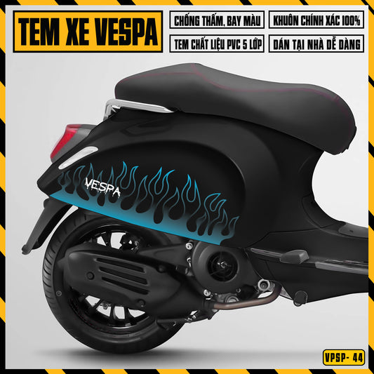 Dán decal Vespa xanh đen đẹp phong cách Justin Bieber x Vespa