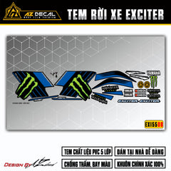 Dán decal xe Exciter 155 mẫu Monster xanh đen