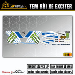 Tem rời Exciter 155 mẫu Monster xanh trắng