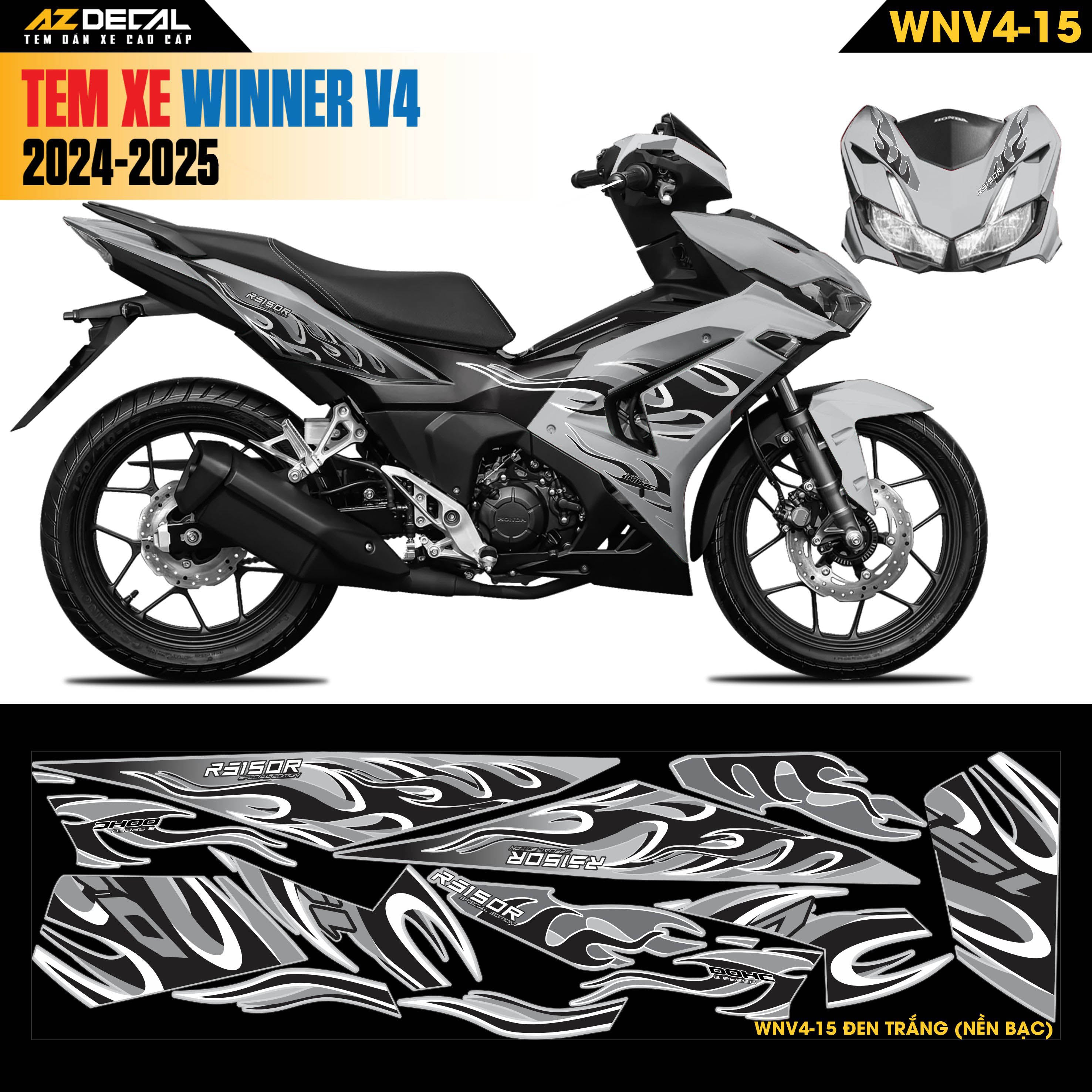 Tem Xe Winner V4 Mẫu WNV4-15 Đen Trắng