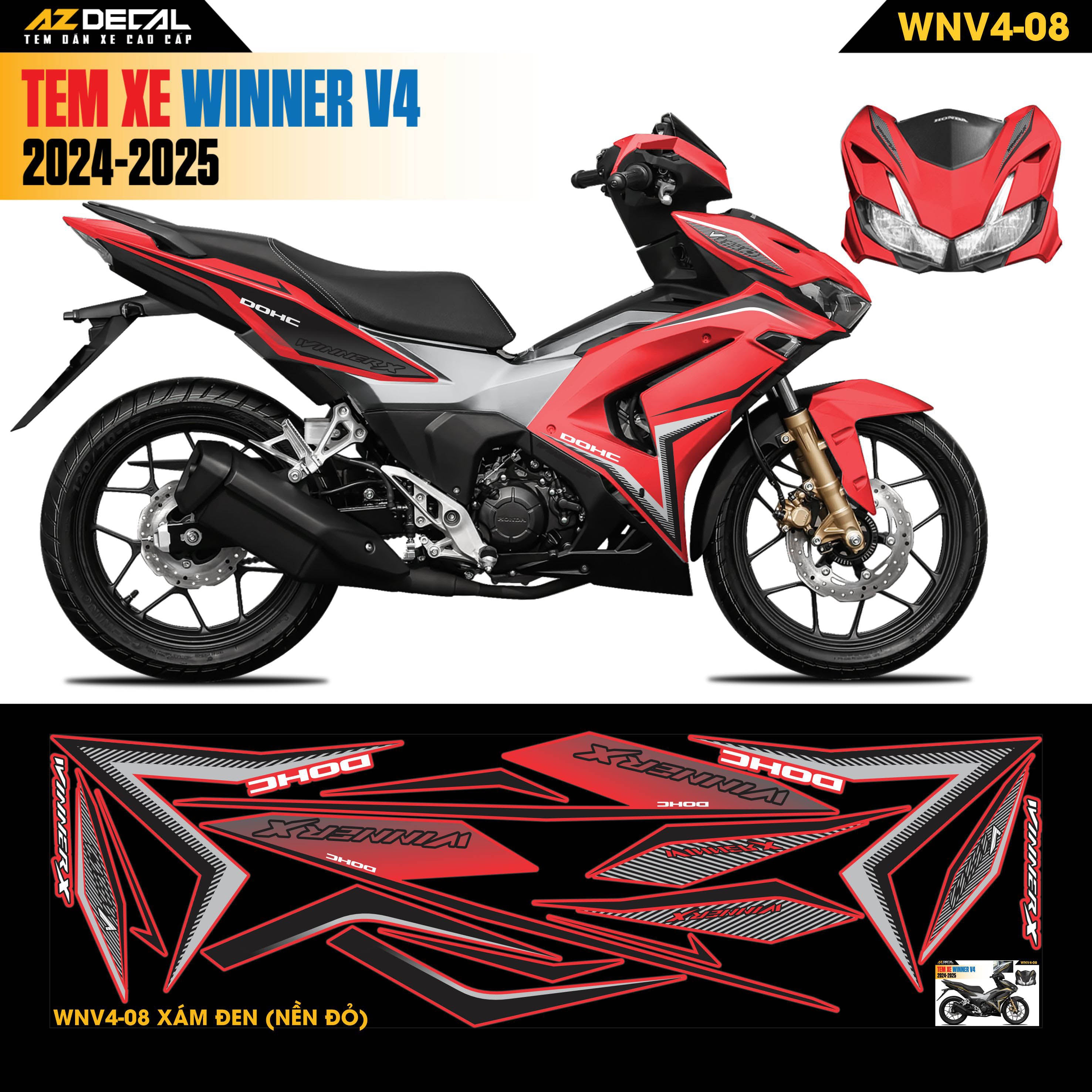 Tem Xe Winner V4 Mẫu WNV4-08 Xám Đen