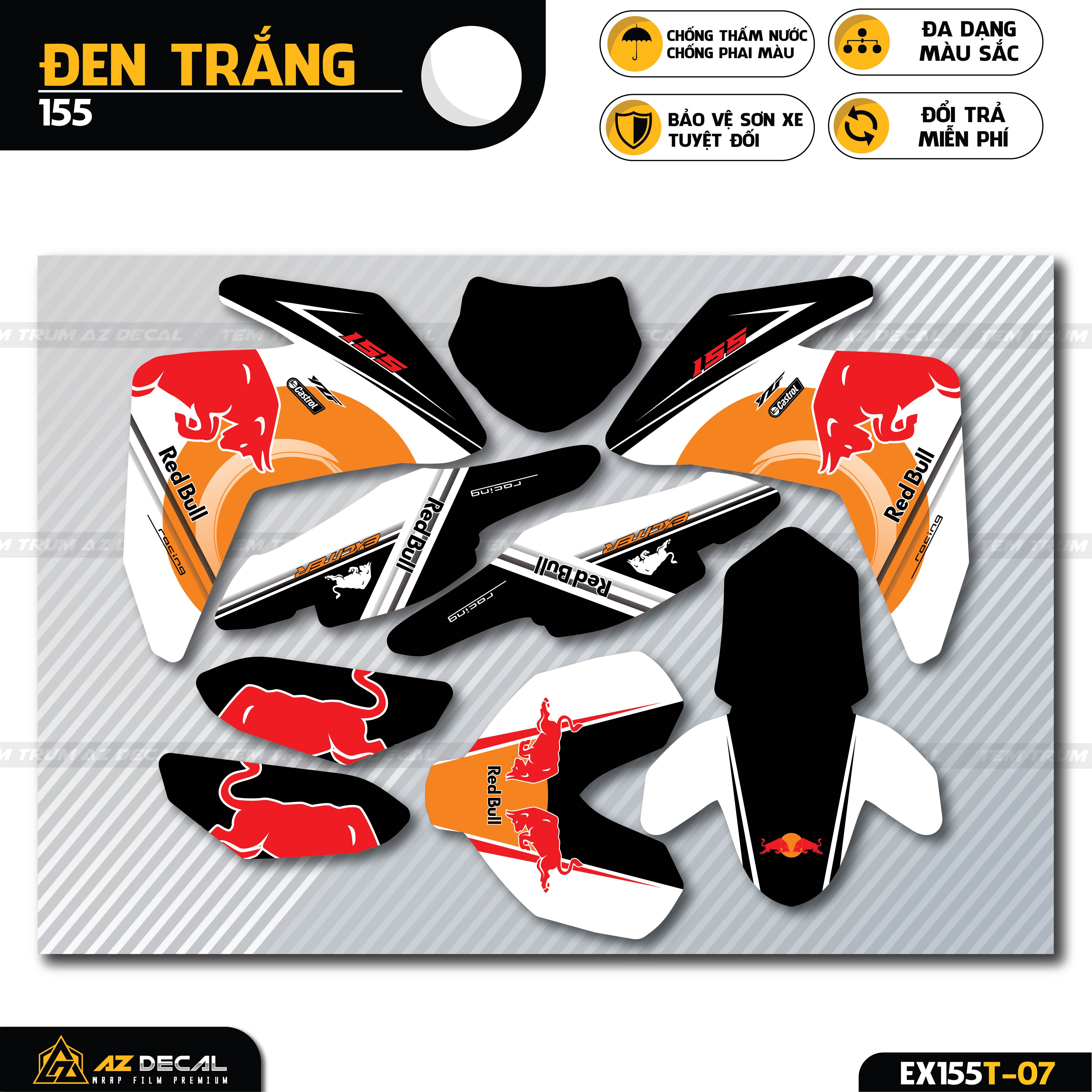 Chi tiết mẫu tem trùm Red Bull dán Ex 155