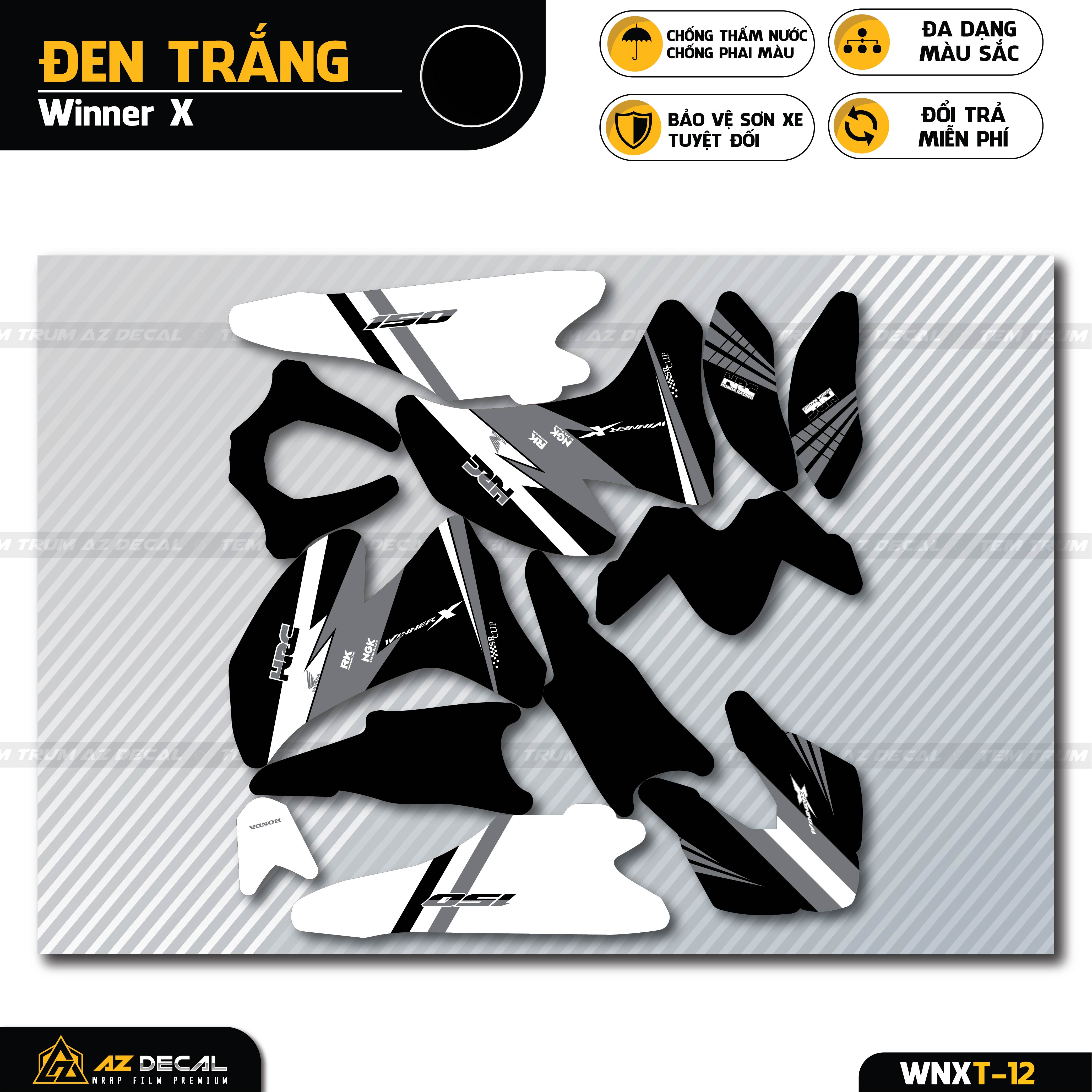 Decal dán xe Winner X mẫu HRC đen trắng