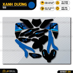 Dán decal xe Exciter 155 đẹp màu đen xanh dương