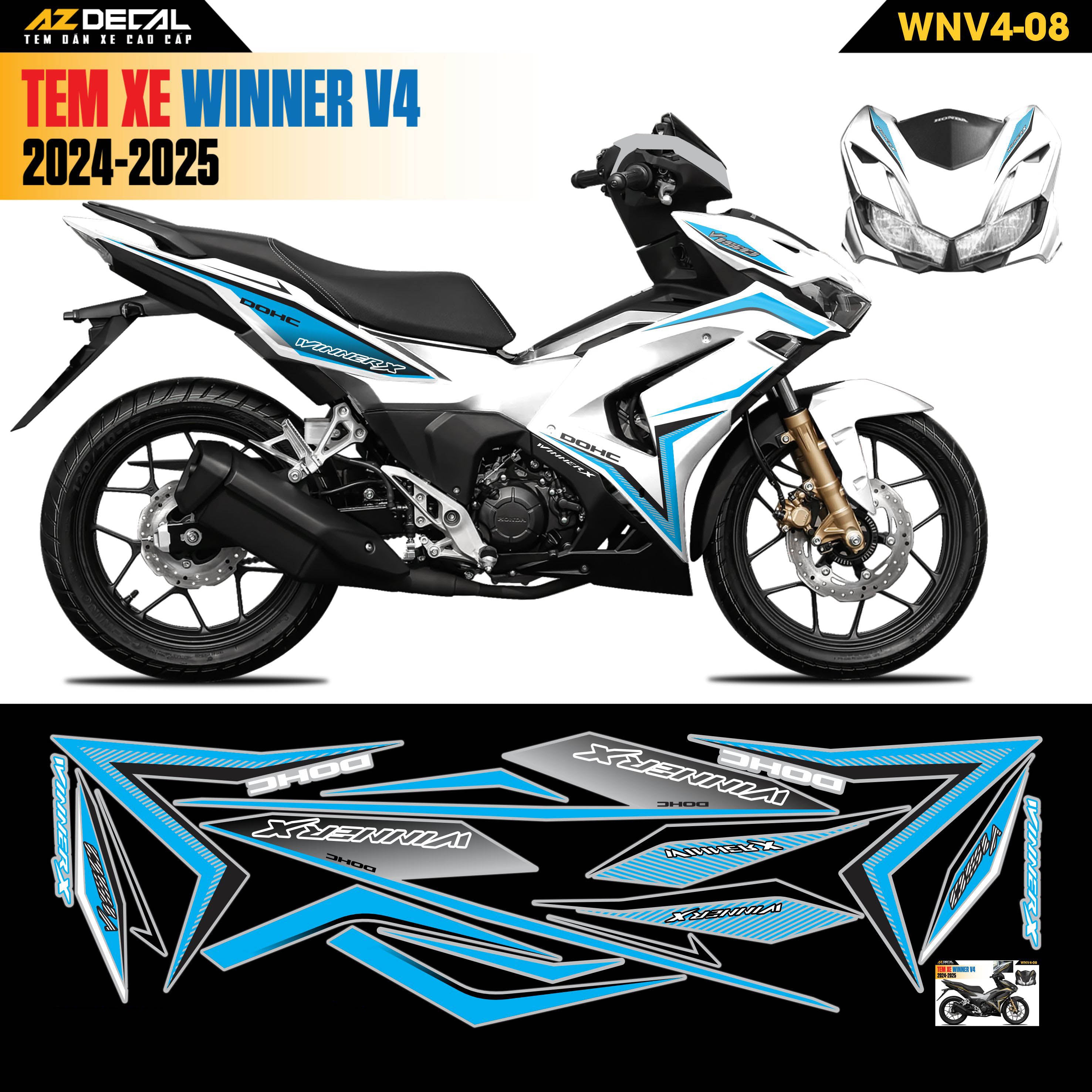 Tem Xe Winner V4 Mẫu WNV4-08 Xanh Đen