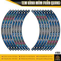 Decal dán vành xe máy phản quang Michelin màu xanh