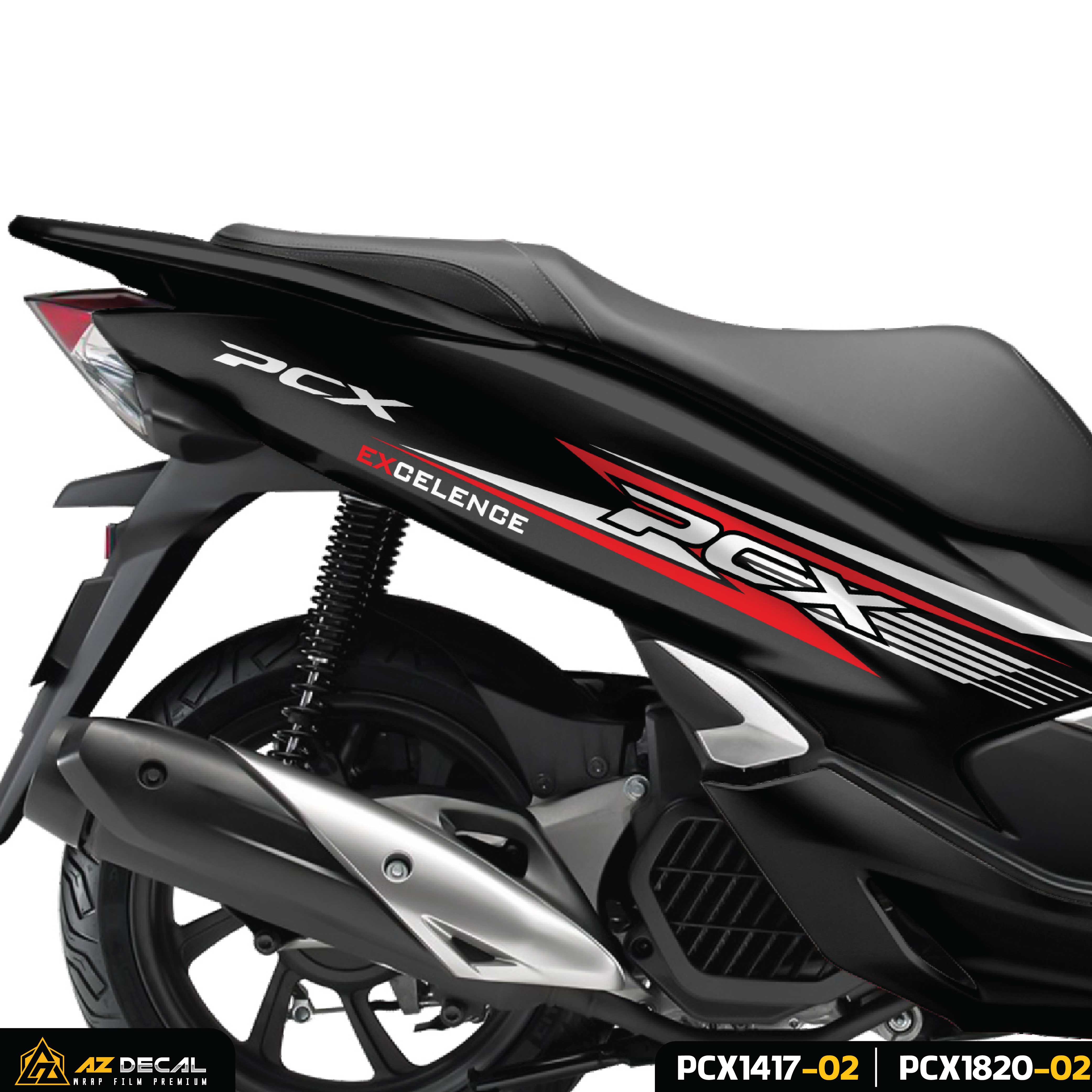 Cận cảnh mẫu decal PCX đẹp màu đỏ trắng đen