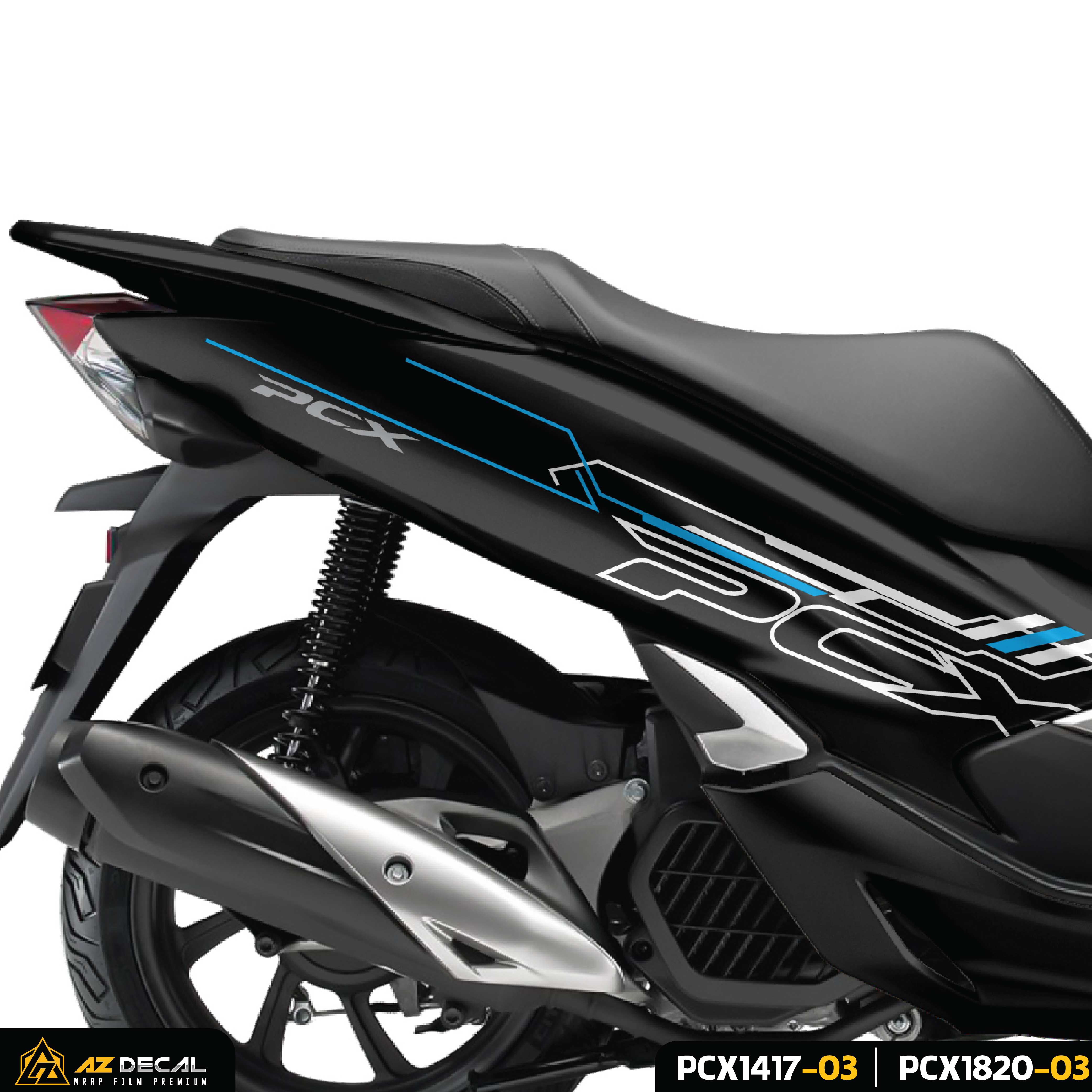 Tem rời dán xe Honda PCX màu xanh trắng (nền đen)